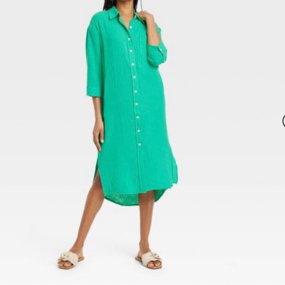 Women's 3/4 Sleeve Midi Shirtdress - Universal Thread - Picture 1 of 4